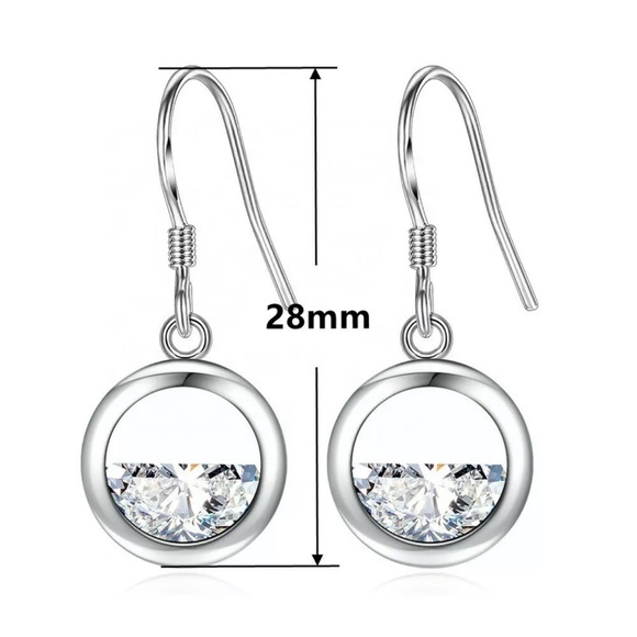 Silver Drop Earrings Gorgeous Cubic Zirconia - Picture 3 of 3